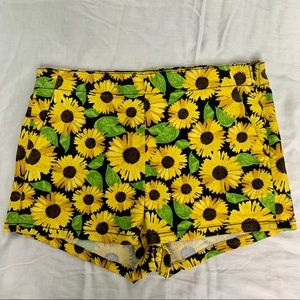 High Waisted Sunflower Shorts